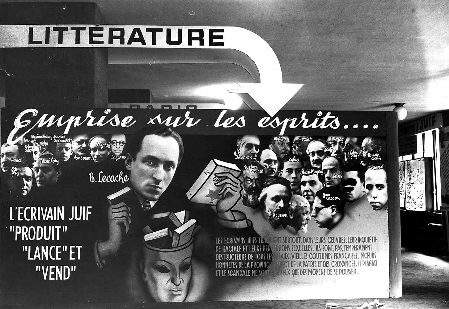 Panneau-d-exposition-Le-juif-et-la-France-organise-par-Vichy-au-Palais-Berlitz-en-1941-Bernard-Lecache-au-centre